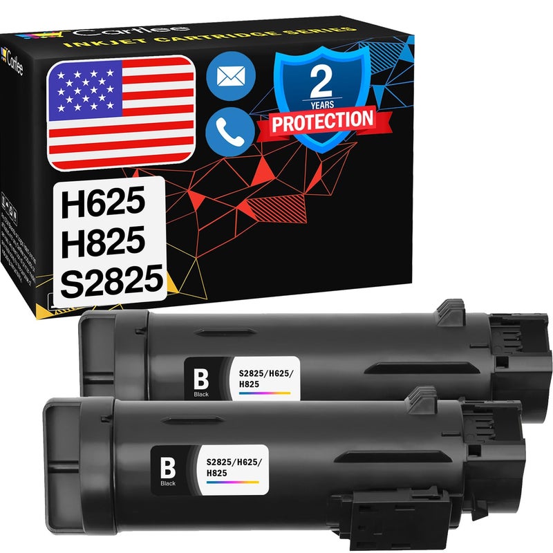 Cartlee Compatible Toner Cartridges Replacement for Dell H625cdw H825cdw S2825cdn H625 H825 s2825 Smart Color Multifunction Printers High Yield Laser Ink (2 Black) - Image 1